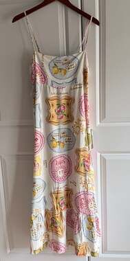 Label of Love Maxi Linen Blend Dress Mediterranean Coastal Lemon Resort Medium